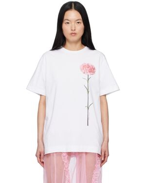 Simone Rocha Carnation Print Short Sleeve T-Shirt - White
