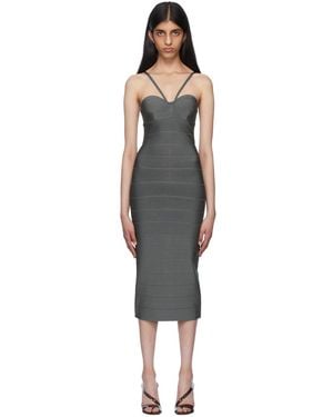 Hervé Léger Grey Recycled Rayon Midi Dress - Multicolour