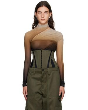 Mugler & ルーシュ ボディスーツ - ブラック