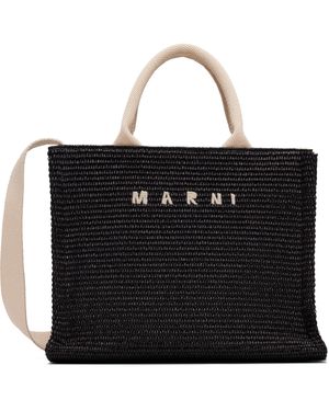 Marni Raffia-Effect Small Tote - Black