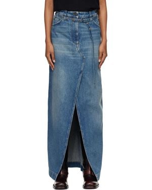 Dries Van Noten Long Denim Maxi Skirt - Blue