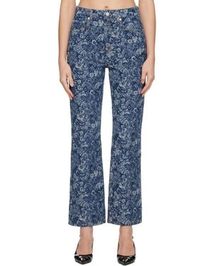 Ganni Straight Tapestry Cropped Betzy Jeans - Blue