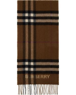 Burberry Écharpe Brune En Cachemire À Carreaux Contrastants - Noir