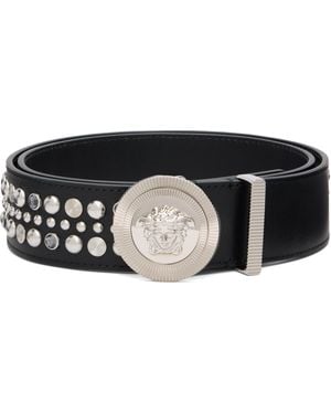 Versace Medusa Biggie Leather Belt - Black