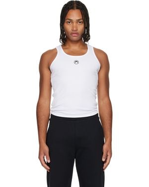 Marine Serre Moon Logo Ribbed Jersey Tank Top - White