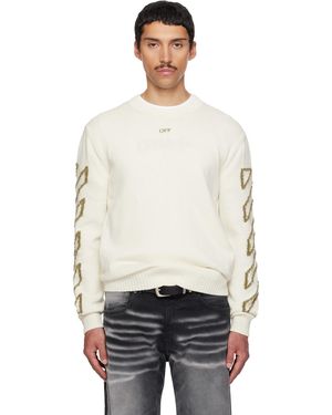Off-White c/o Virgil Abloh Diagonal Outline Knit Crewneck Jumper - White