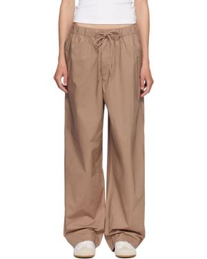 Skims Tan Woven Cotton Oversized Straight Leg Lounge Trousers - Natural