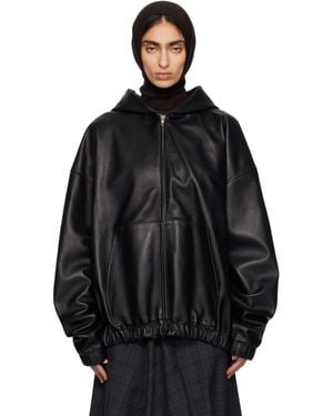 Marie Adam-Leenaerdt Leather Hoodie Jacket - Black