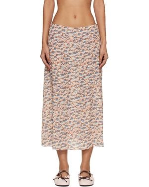 Marni Crêpe De Chine Fluid Anemones Print Midi Skirt - Natural
