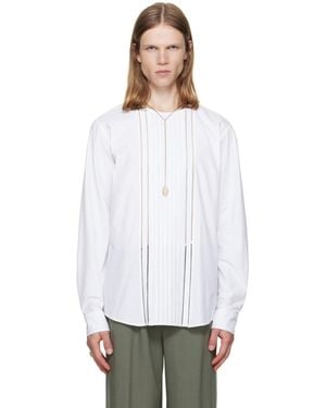 Dries Van Noten Collarless Cotton Shirt - White