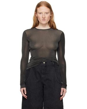 Amomento Sheer Long Sleeve T-Shirt - Black