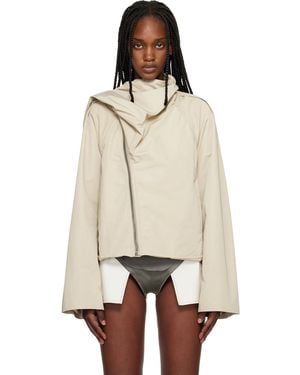 Rick Owens Temple Cropped Scarf Flight Jacket - Natural