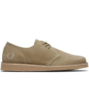Fred Perry Derbys Linden Kaki En Suède - Noir