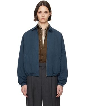AURALEE ネイビー Product Dyed Finx Gabardine Swing ジャケット - ブルー