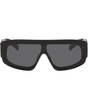 Prada Lunettes De Soleil De Style Visière Noires - Gris