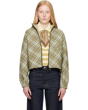 Burberry Cropped Check Reversible Hoodie - Blue