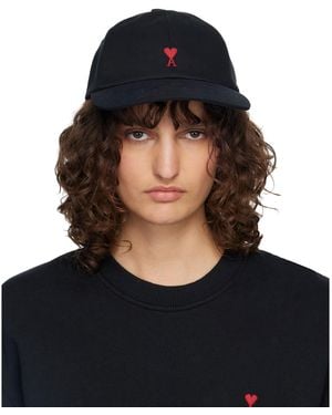 Ami Paris Cotton Ami De Coeur Embroidery Cap - Blue