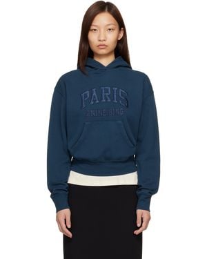 Anine Bing Debbie Shrunken 'Paris' Hoodie - Blue