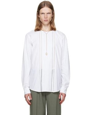 Dries Van Noten Collarless Cotton Shirt - White