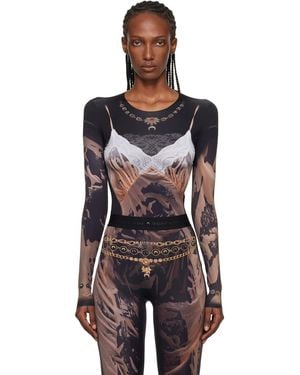 Marine Serre Ssense Exclusive Wet Nuisette Printed Jersey Ls T-Shirt - Black