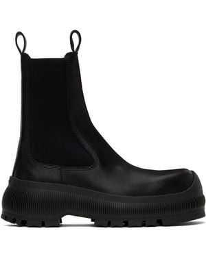 Jil Sander Calf Leather Chelsea Boots - Black