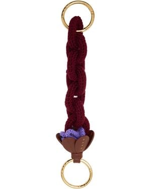 Marni Burgundy & Knit Bag Charm - Red