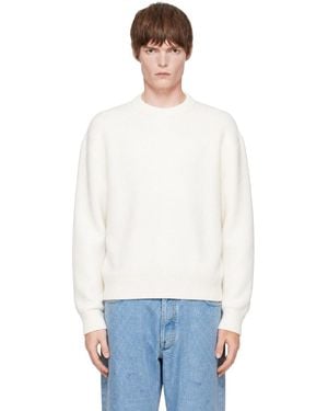 Thom Browne Pull Cb Blanc En Molleton De Laine À Rayures