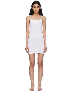 Cou Cou Robe Courte Blanche À Picots - Noir