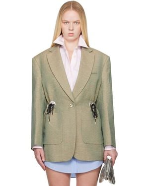 Rabanne グリーン Mottled Wool テーラードジャケット - マルチカラー