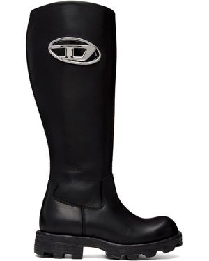 DIESEL D-Hammer-Leather Knee-High Boots - Black
