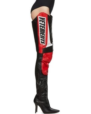 Vetements Black And Red Motorcycle Cuissardes Boots
