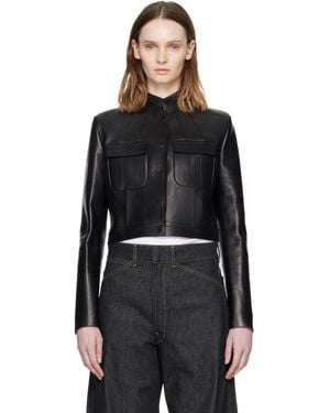 Tom Ford Bonded Nappa Leather Officer Jacket - Black