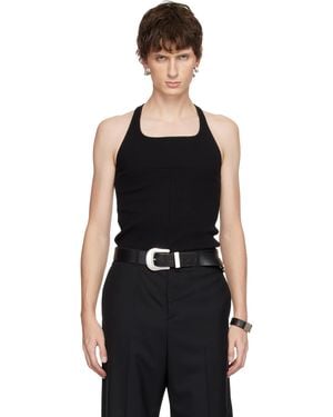 MATIERES FECALES Cross Seam Knit Tank Top - Black