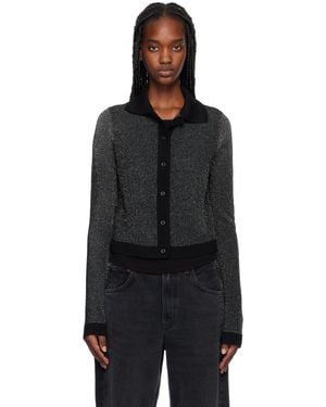 RE/DONE Lurex Polo Cardigan - Black