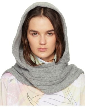 OPEN YY Convertible Cable Knit Hooded Scarf - Grey