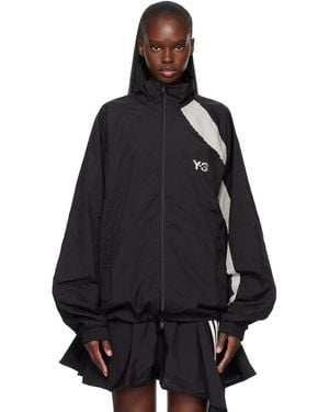 Y-3 Raw Edge 3 Stripes Nylon Shell Jacket - Black