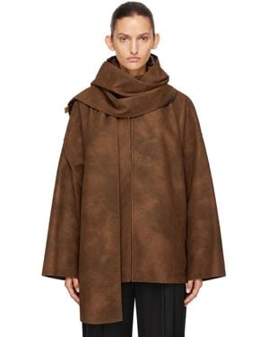 LE17SEPTEMBRE Faux-Leather Shawl Jacket - Brown