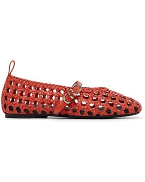 Rag & Bone Spire Woven Mary Jane Faux-Leather Flats - Red