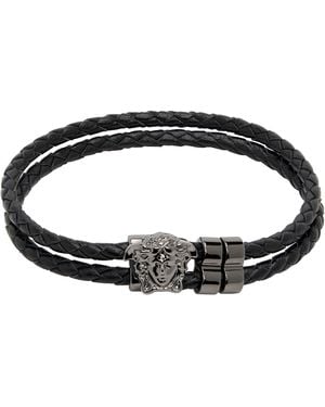 Versace 'La Medusa' Leather Bracelet - Black