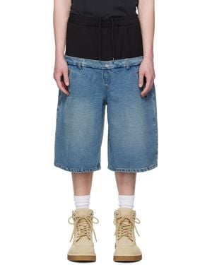 Spencer Badu ブルー＆ブラック Dropped デニムショートパンツ