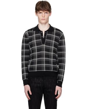 Ernest W. Baker Check Jacquard Polo - Black