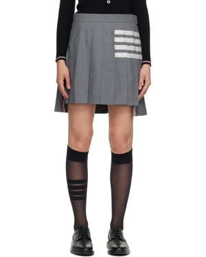Thom Browne Plain Weave 4-Bar Pleated Miniskirt - Black