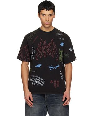A Bathing Ape Overall Print Relaxed Fit T-Shirt - Black