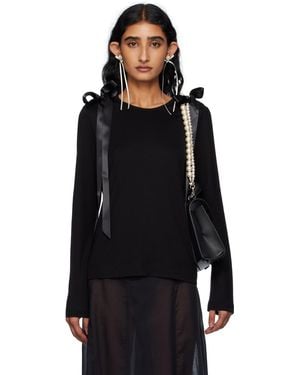 Simone Rocha Bow Ribbon Tail Long Sleeve T-Shirt - Black