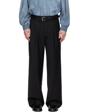 sunflower Wide Pleated Trousers - Black