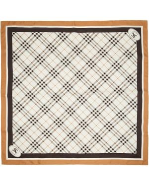 Burberry Off- Check Knight Stamp Silk Scarf - Metallic
