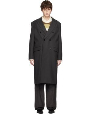 Ami Paris グレー ウール ダブルブレスト ストレート コート - ブラック