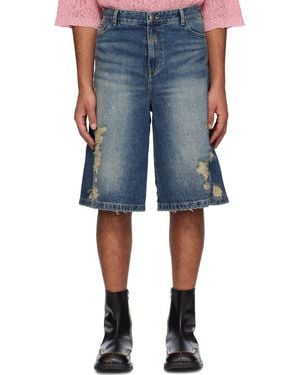 lesugiatelier Crystal-Cut Denim Shorts - Blue