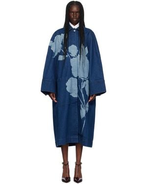 Erdem Floral Denim Coat - Blue