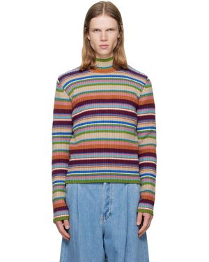 Dries Van Noten Ribbed Wool Turtleneck - Blue